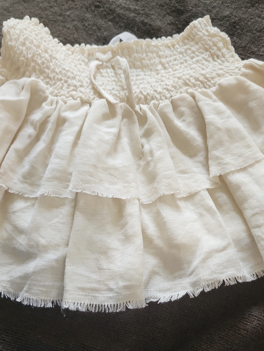 Zara Cream Tiered Ruffle Skirt